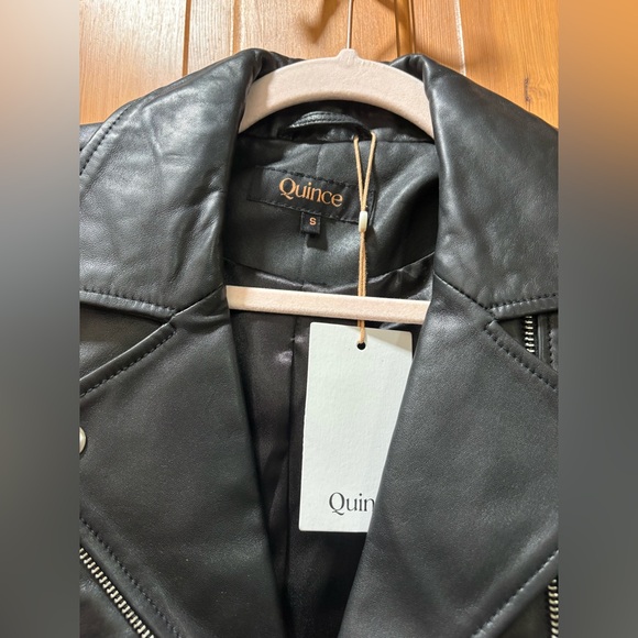 NWT! Quince | 100% Washed Leather Biker Jacket | Black | Small - Picture 6 of 10